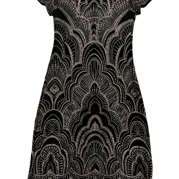 Vintage 90s Glitter Bodycon Dress Sparkles Mini Party - Picture 2 of 6